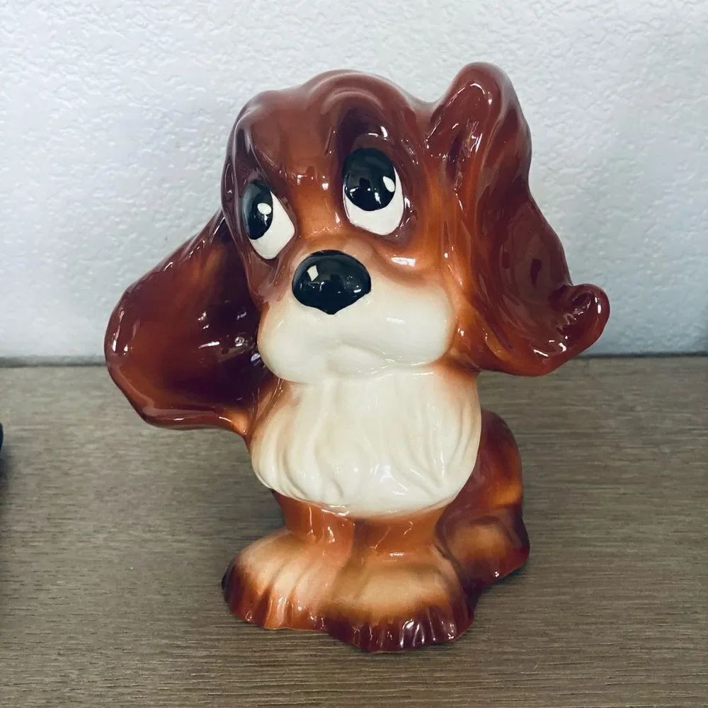 Vintage Ceramic Dog Planter Pot Figure